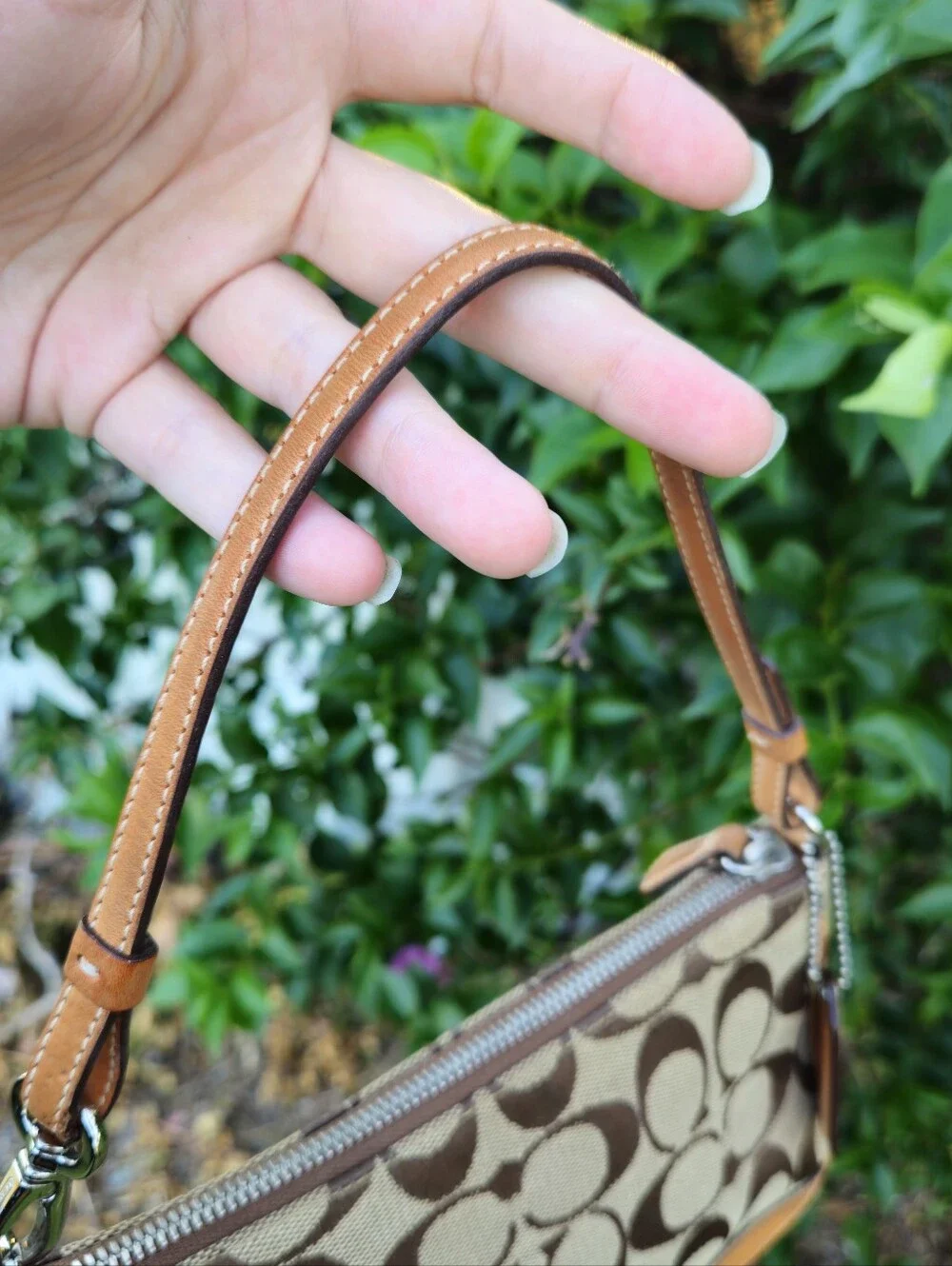 Vintage Coach 6094 Signature Demi Shoulder Bag Y2K Khaki Brown Leather